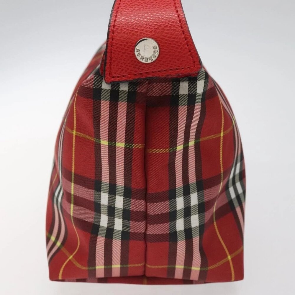 BURBERRY Nova Check Hand Bag Nylon Red Auth 110324 - Picture 4 of 14